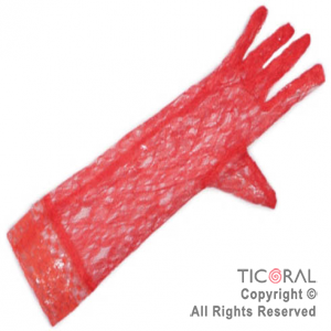 GUANTES HS2669-3 ROJO LARGO DE ENCAJE x 1